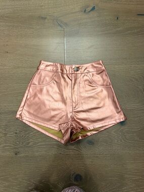 by the way. Metallic Rose Gold High-Waist Faux Leather Shorts